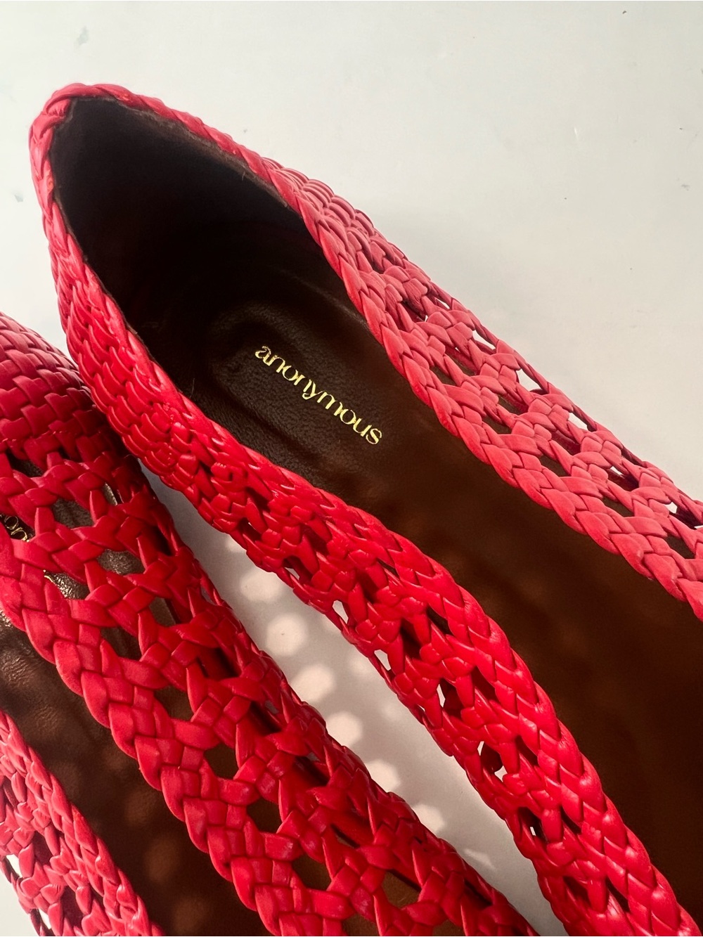 Anonymous Copenhagen Flats Sessi 10 hand-braided Woven Red Shoes Sz US 10 - Picture 7 of 8